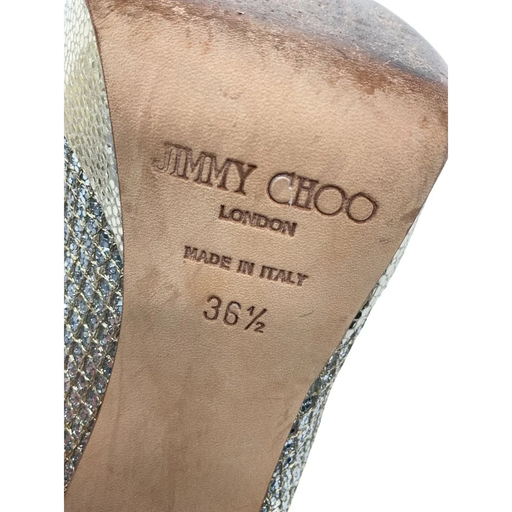 Jimmy Choo Sparkling Champagne Peep Toe Platform Pumps Size EU 36.5 / US 6.5